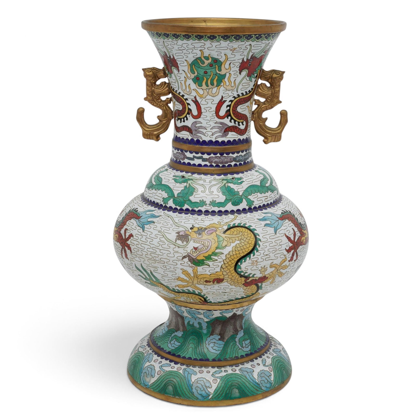 Large Chinese Cloisonne Enamel Dragon Vase (1 of 11)