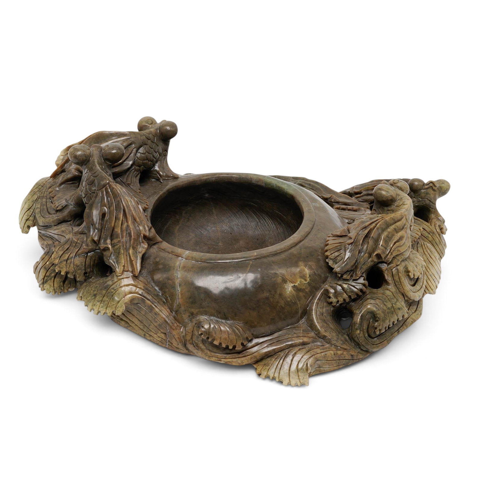 Antique Chinese Carved jade Goldfish Basin (1 of 9)