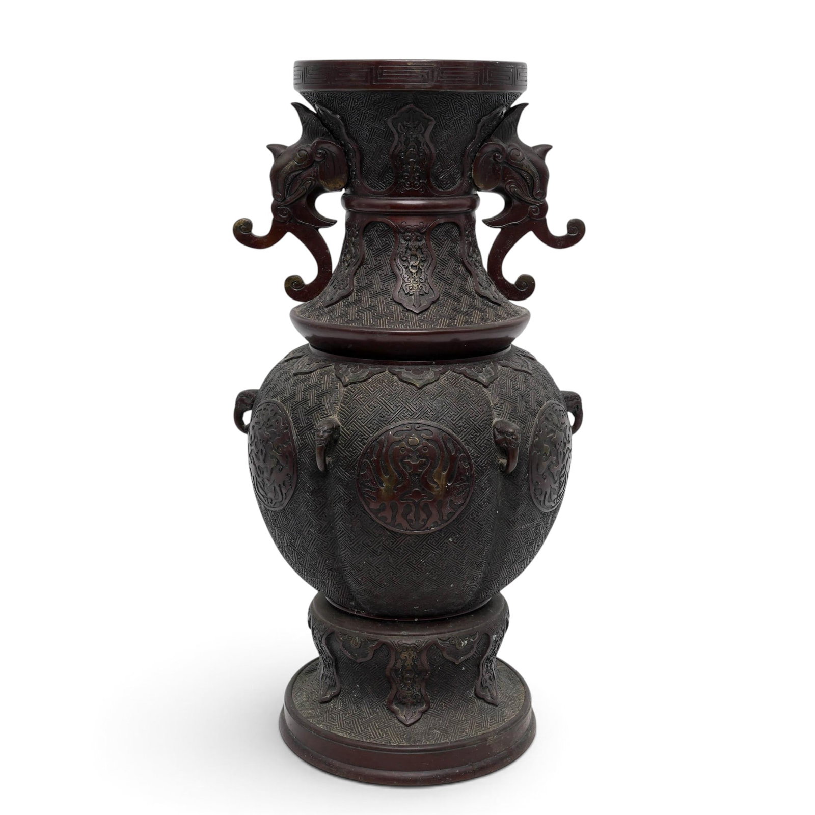 Japanese Meiji Cast Bronze Elephant Vase (1 of 9)