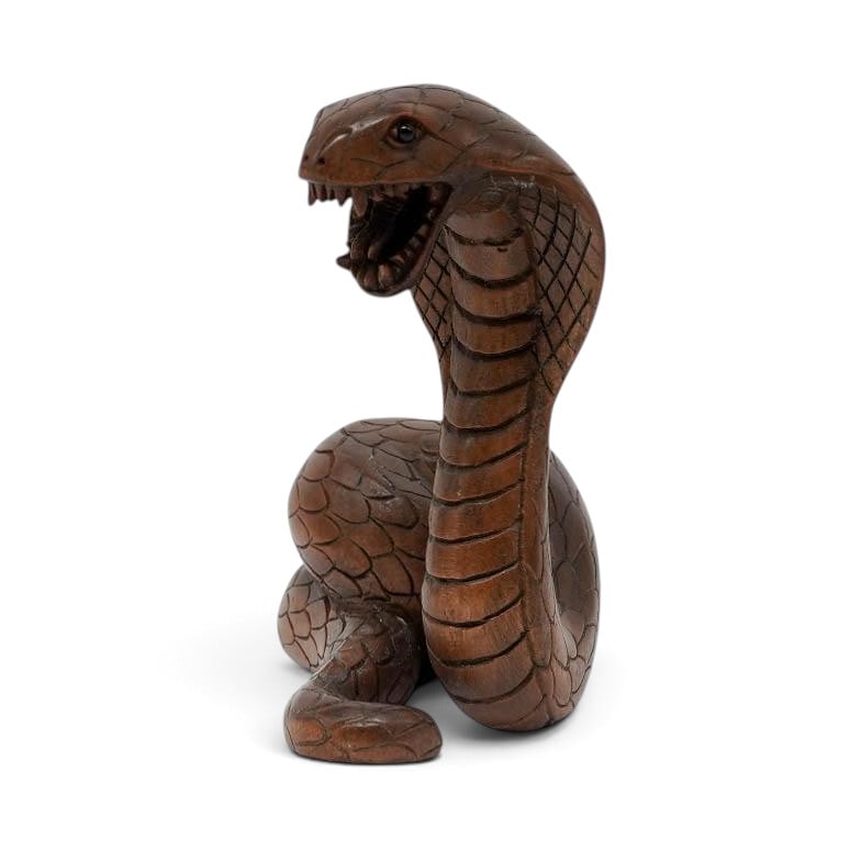 Antique Japanese Carved Wood Cobra Netsuke, Signed (1 of 7)