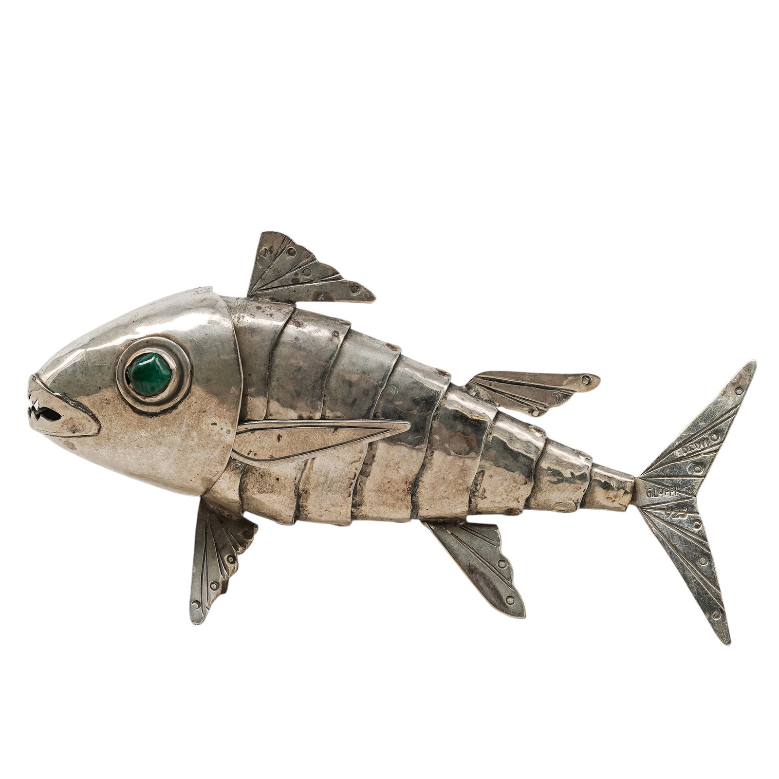 Graziella Laffi (Italian, Peruvian, 1923-2009) Sterling Silver Articulate Piranha Sculpture (1 of 8)