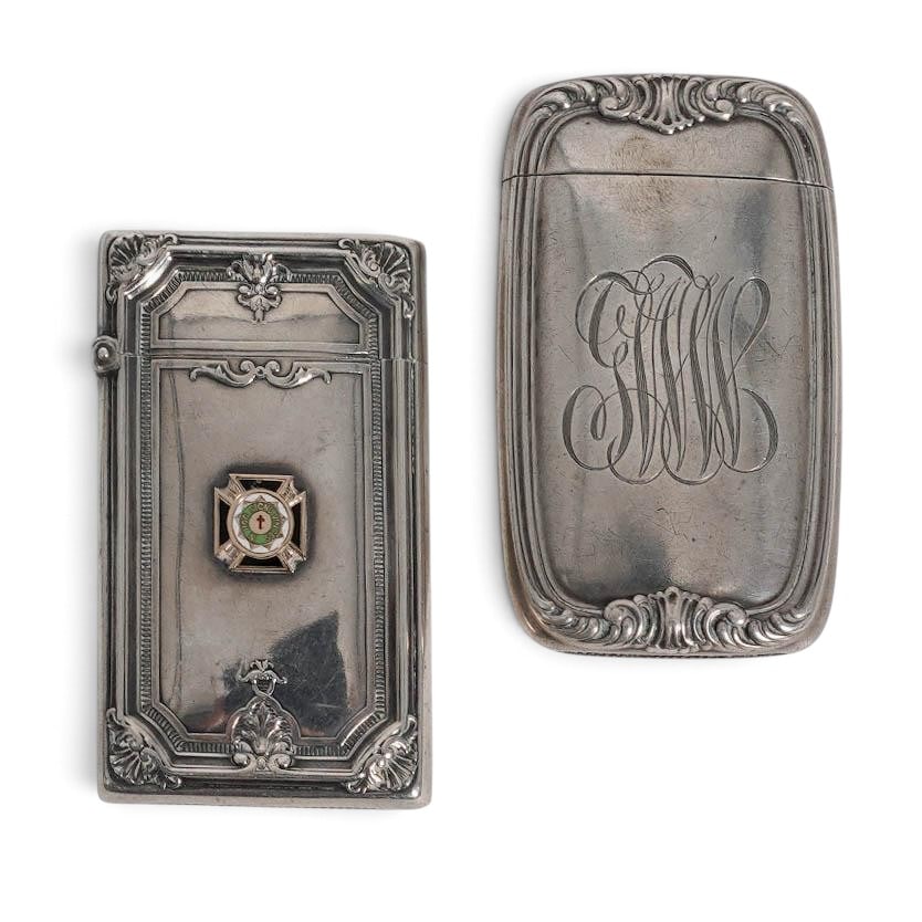 (2pc) Antique Gorham Sterling Match Safes (1 of 5)