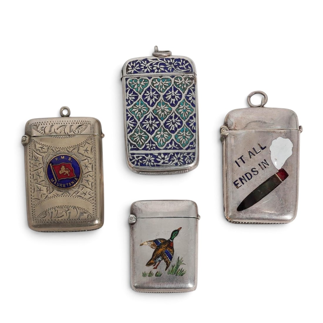 (4 pcs) Antique Sterling Silver Match Safes (1 of 6)