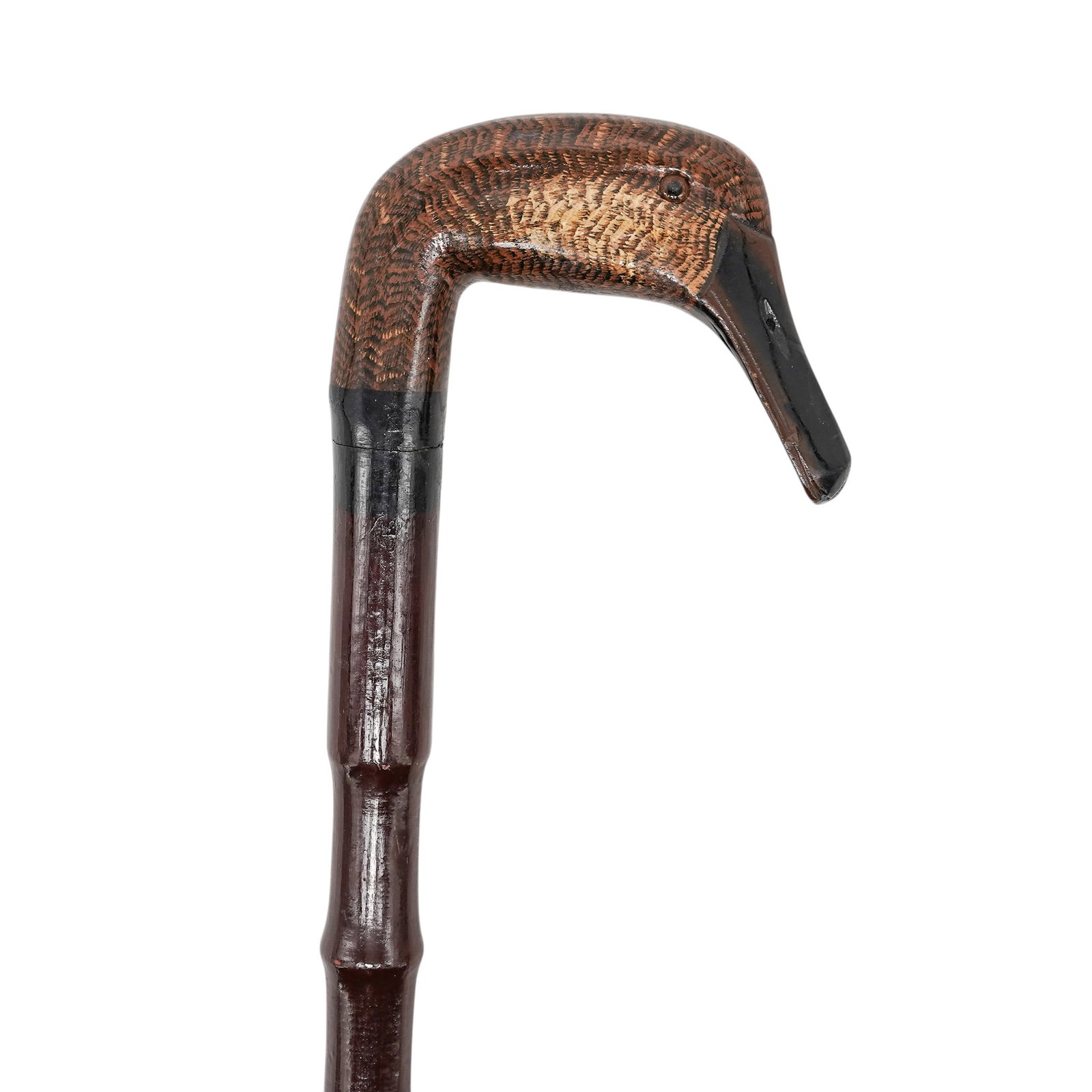 Vintage Figural Duck Carved Wood Cane: Vintage Figural Duck Carved Wood Cane 20th century, European. Artist/Designer/Manufacturer: Unknown Marking(s); notes: Hand-carved Materials: carved wood Cataloger Note: Hand-carved wooden walking