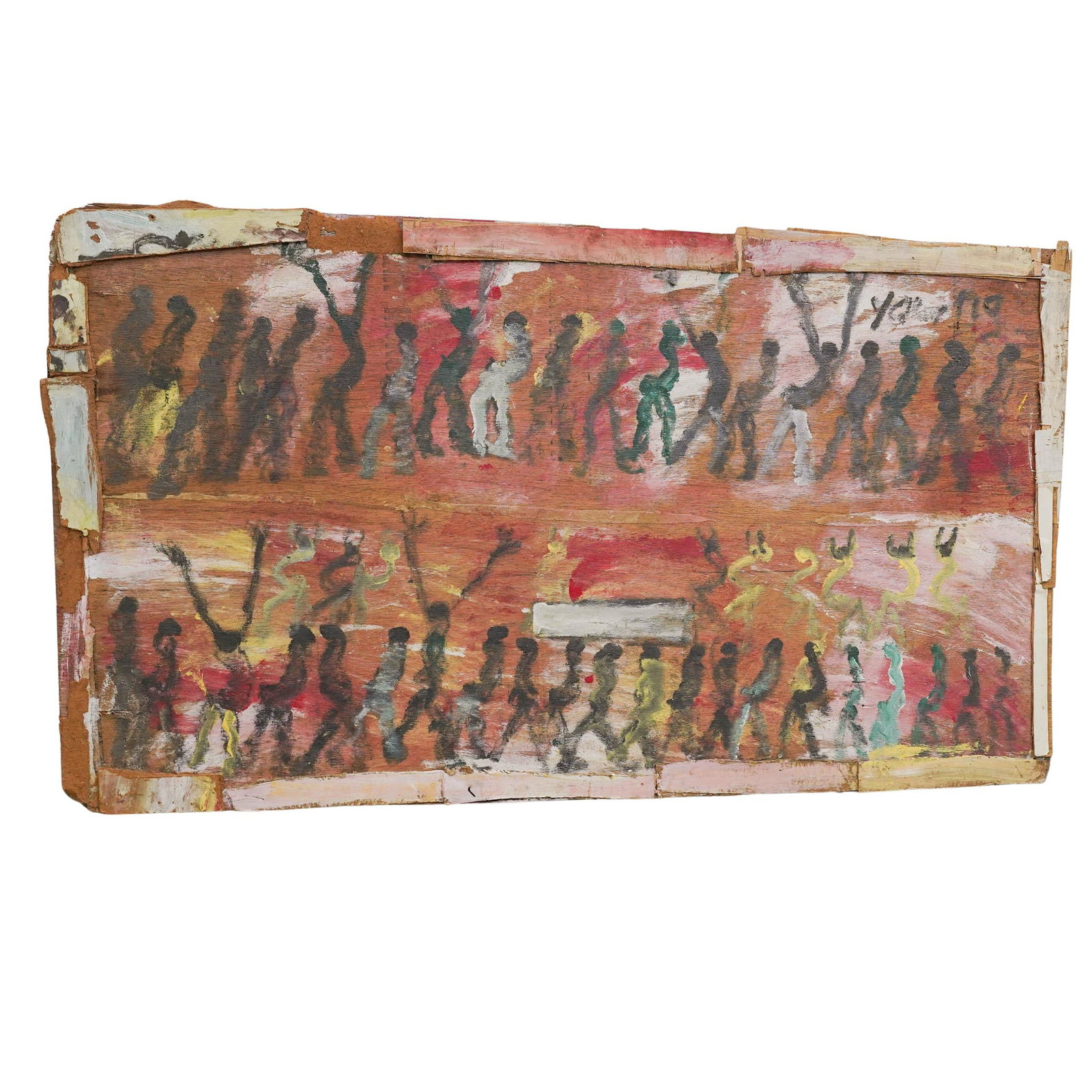Purvis Young (American, 1043-2010) Figural Mixed Media on Wood: Purvis Young (American, 1043-2010) Figural Mixed Media on Wood 20th - 21st Cent, USA Artist/Designer/Manufacturer: Purvis Young (American, 1943–2010) Marking(s); notes: Signed in black paint near up
