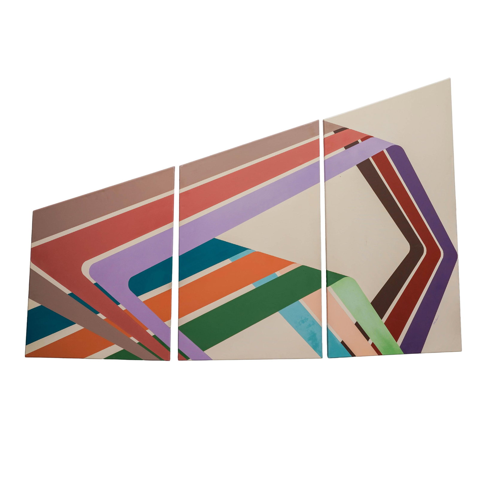 (3pc) Joan Gerard Op Art Triptych Oil On Canvas Painting: (3pc) Joan Gerard Op Art Triptych Oil On Canvas Painting 20th Cent. Artist/Designer/Manufacturer: Joan Gerard Marking(s); notes: Signed lower right “Joan Gerard” Materials: paint on canvas Cat