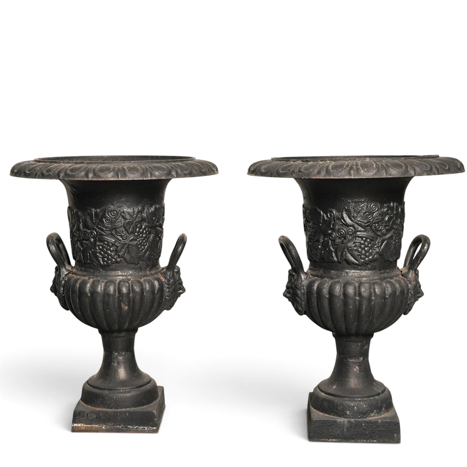 Pair of Neoclassical Style Cast Iron Garden Urns (1 of 5)