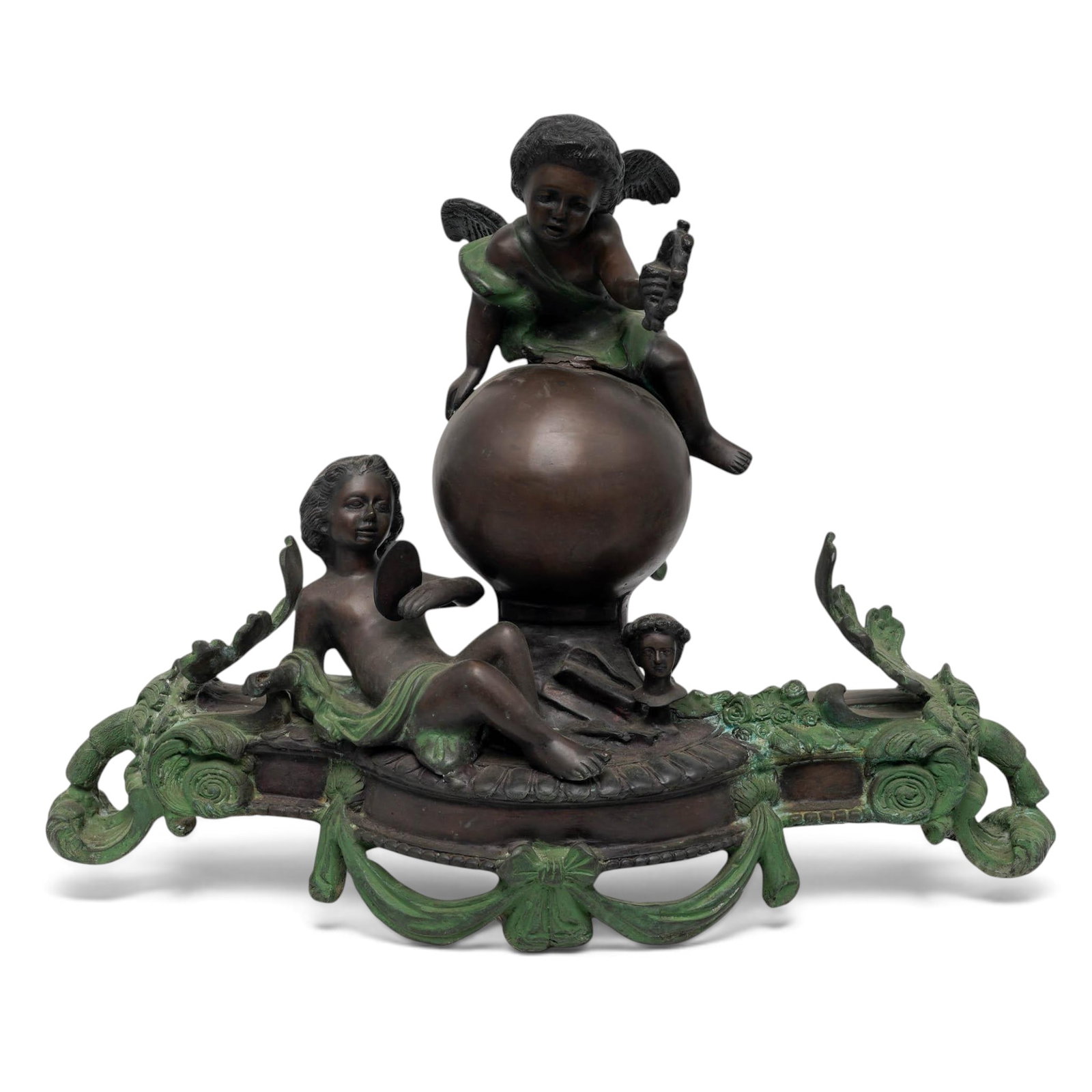 Large Neoclassical Style Patinated Bronze Figural Putti Sculpture (1 of 11)