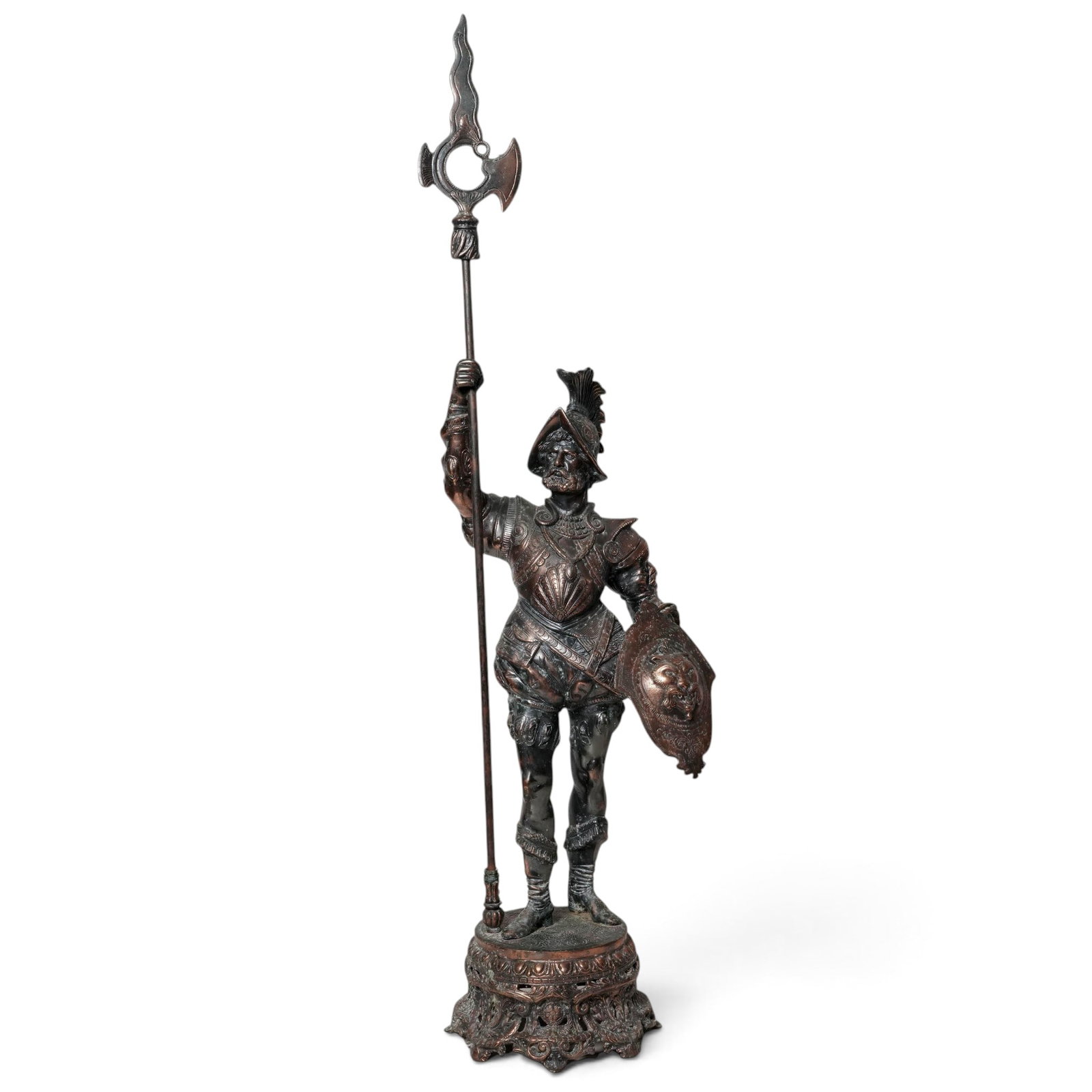 Neo-Renaissance Style Patinated Spelter Knight Statue (1 of 9)