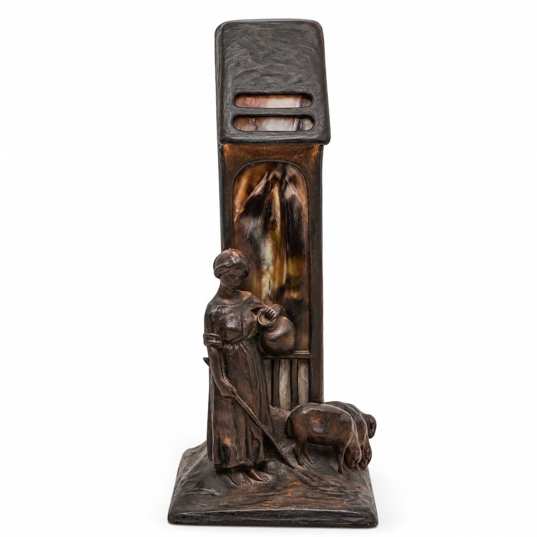 Peter Teresczcuk (Austrian-Ukranian, 1875-1963) Bronze Shepherdess Lamp (1 of 8)