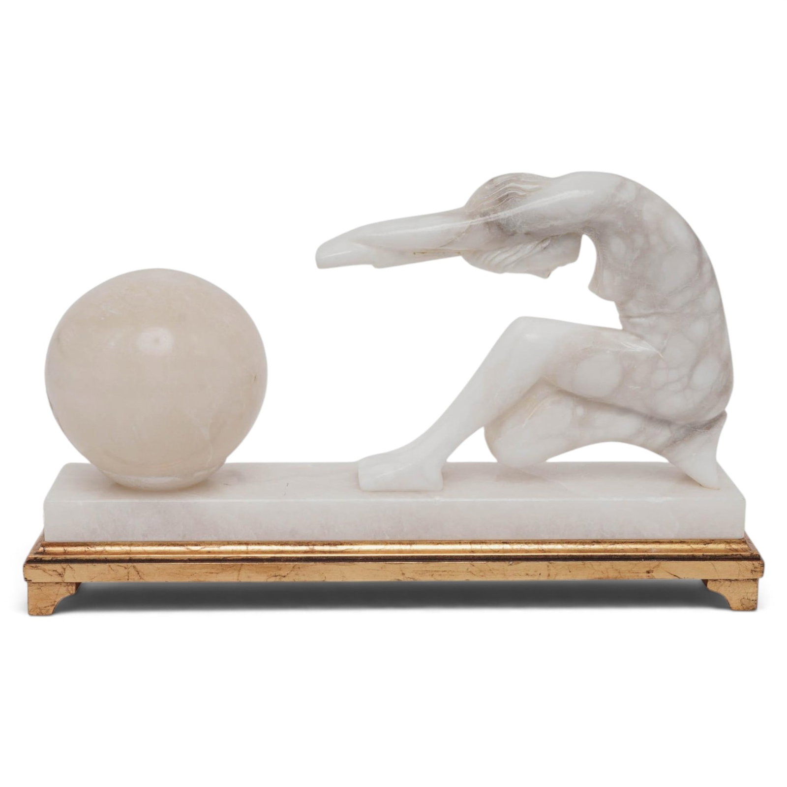 Art Deco Italian Alabaster Nude Figural Table Lamp (1 of 7)