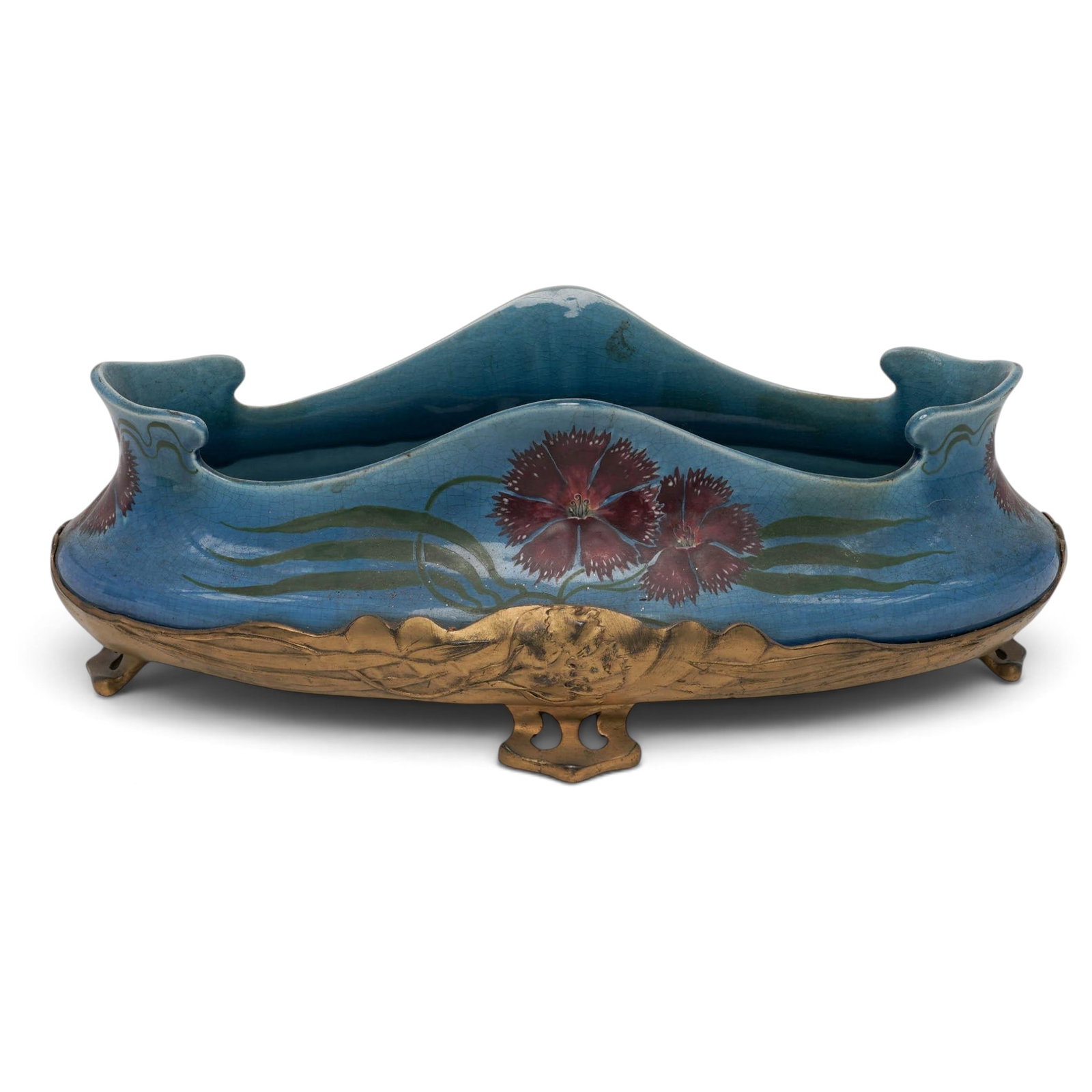 Art Nouveau Orivit Ceramic & Brass Jardiniere (1 of 8)