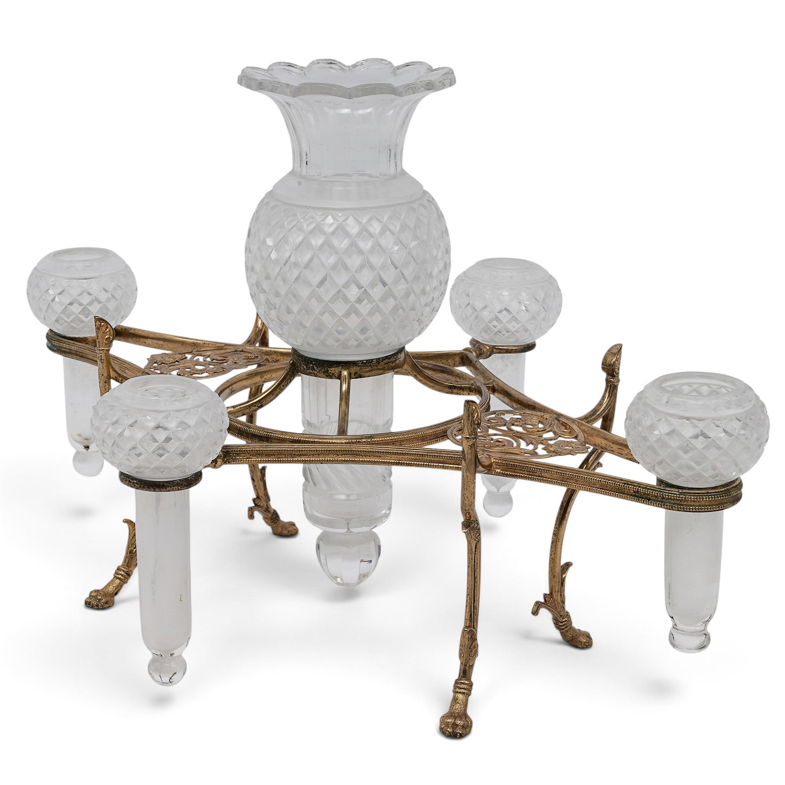 Victorian Gilt Brass & Cut Crystal Epergne (1 of 8)