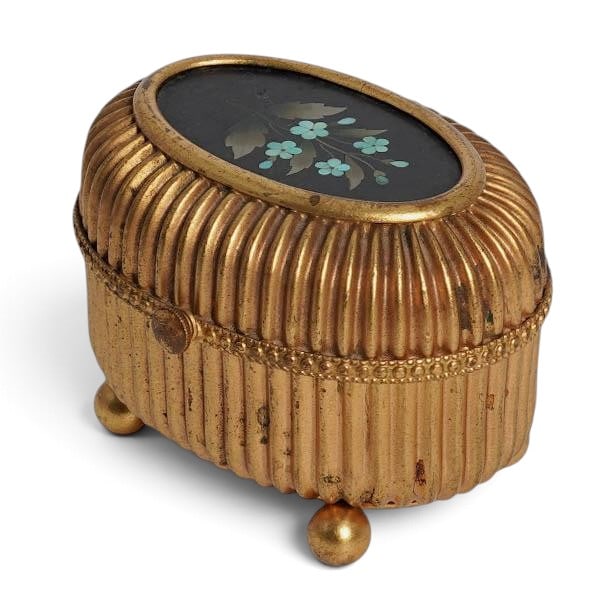 Antique Italian Bronze Pietra Dura Floral Vanity Box (1 of 5)