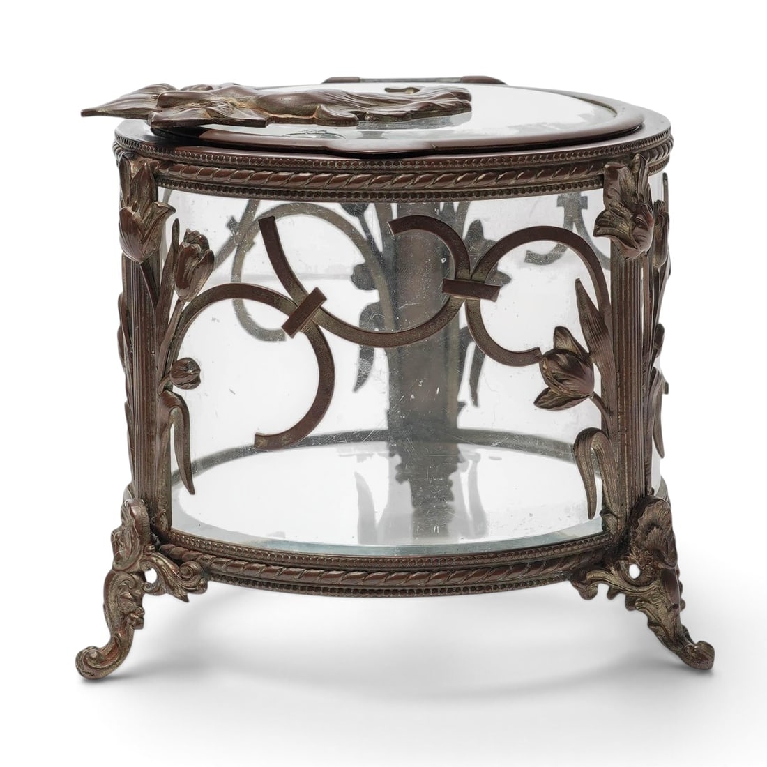 Lucien Marcel Bing (French, 1875-1920) Ormolu & Glass Jewelry Box: Lucien Marcel Bing (French, 1875-1920) Ormolu & Glass Jewelry Box Early 20th Century, France Artist/Designer/Manufacturer: Lucien Marcel Bing (1875–1920). Marking(s): None. Materials: Glass & gilt b