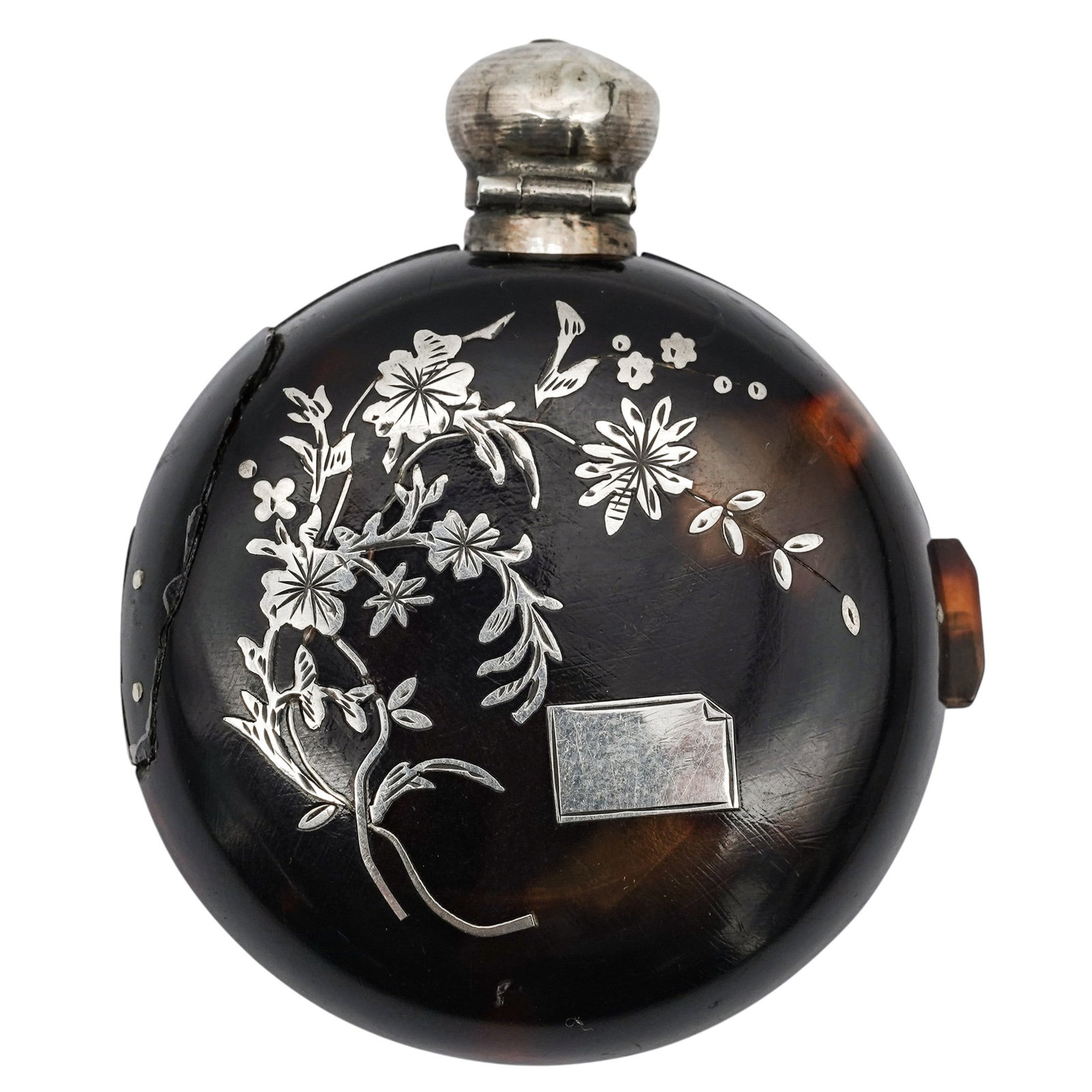 Antique Sterling Silver & Pique Work Travel Scent Case (1 of 5)
