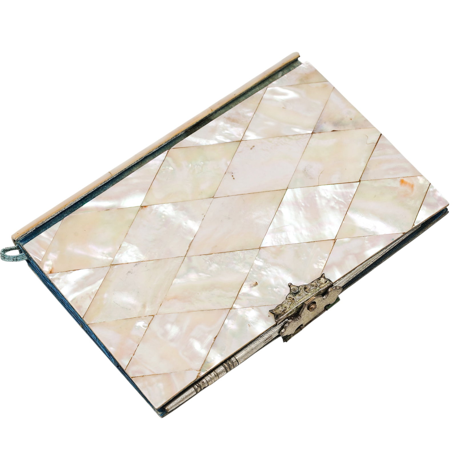 Victorian Mother-of-Pearl Aide-Memoire Pocket Notebook: Victorian Mother-of-Pearl Aide-Memoire Pocket Notebook Late 19th Century, Europe Artist/Designer/Manufacturer: Unknown. Marking(s): None. Materials: Mother-of-pearl, sterling silver, silk, fabric & pa