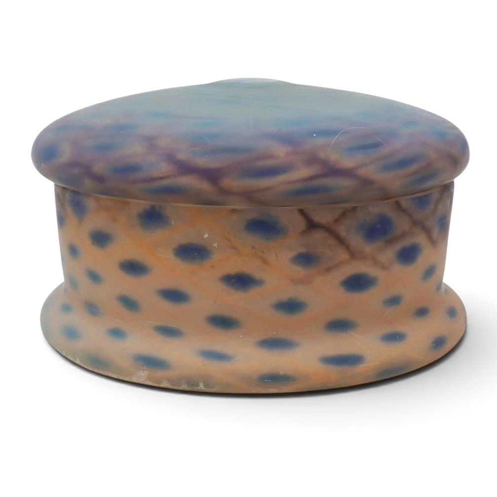 Marked Schneider Glass Box: Marked Schneider Glass Box Early- Mid 20th Century, USA Artist/Designer/Manufacturer: France Marking(s): Schneider Materials: Art glass. Cataloger Note: A Glass box featuring mottled opalescent palett