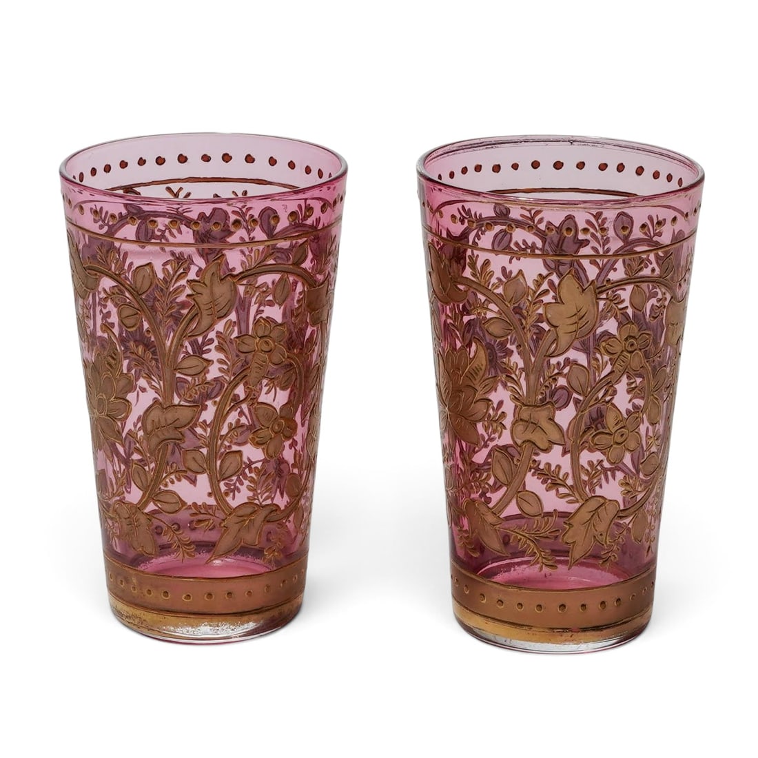 Pair of Moser Gilt Cranberry Glass Tumblers (1 of 5)