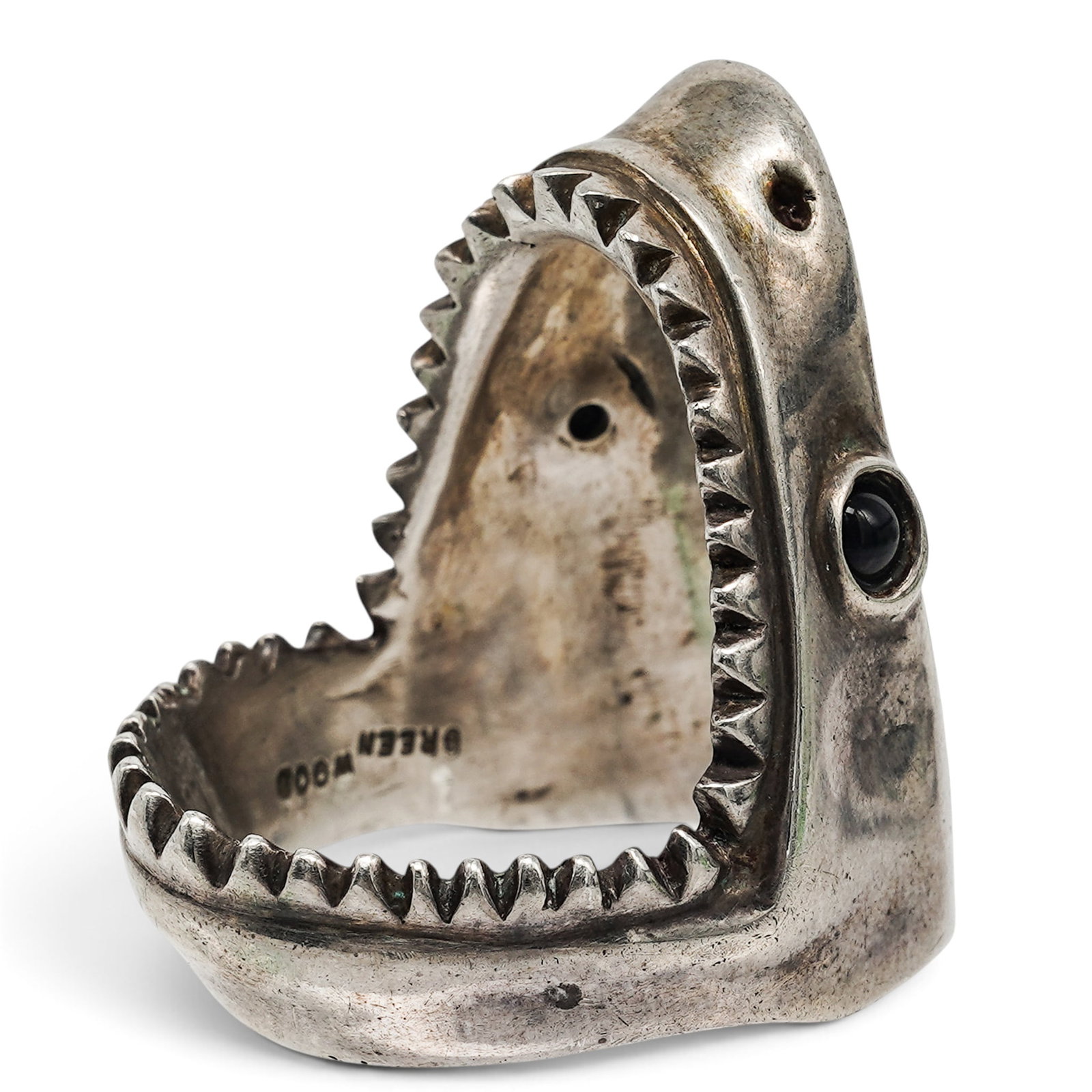 William Greenwood Sterling Silver & Black Onyx Shark Ring (1 of 8)