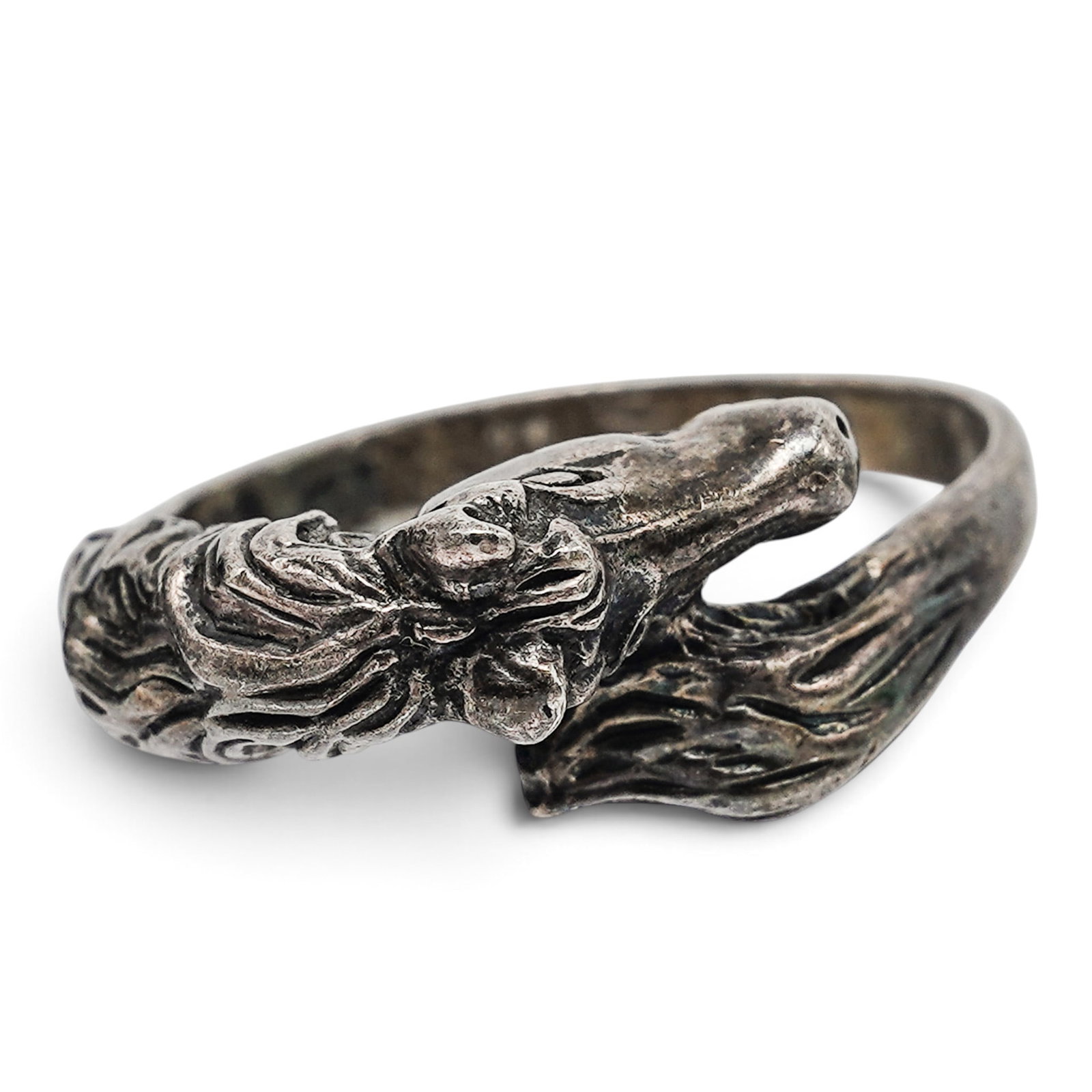 Signed Sterling Silver Horse Head Ring - 2
