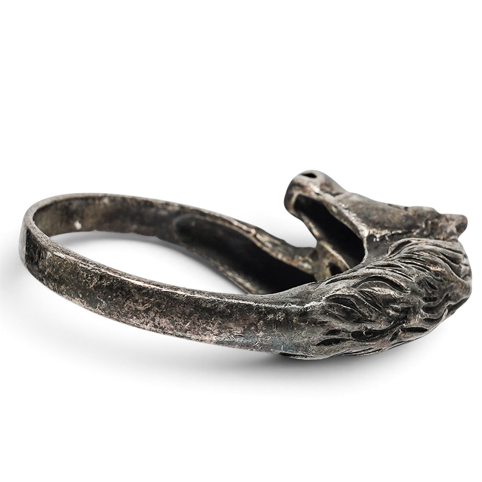 Signed Sterling Silver Horse Head Ring - 5