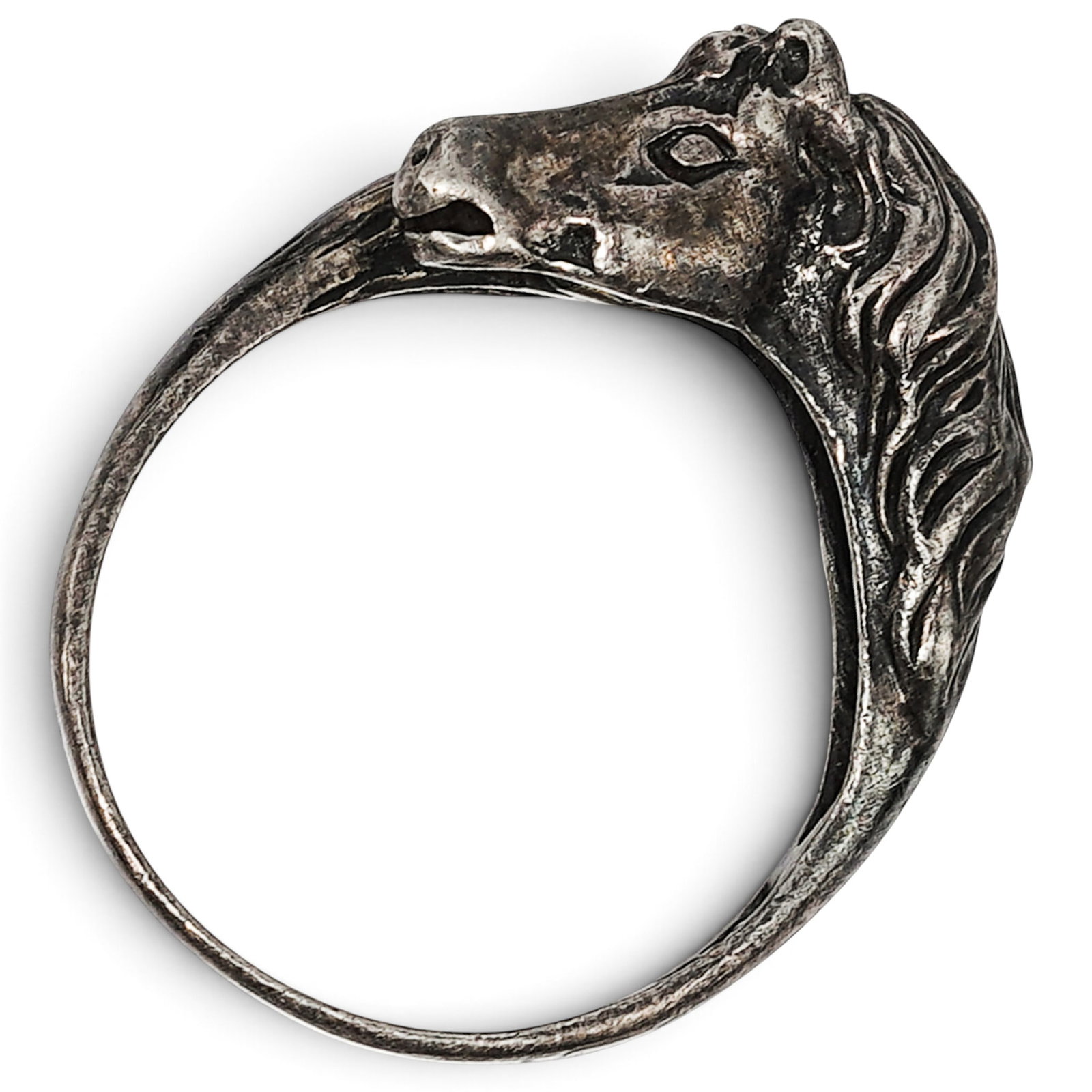 Signed Sterling Silver Horse Head Ring - 6