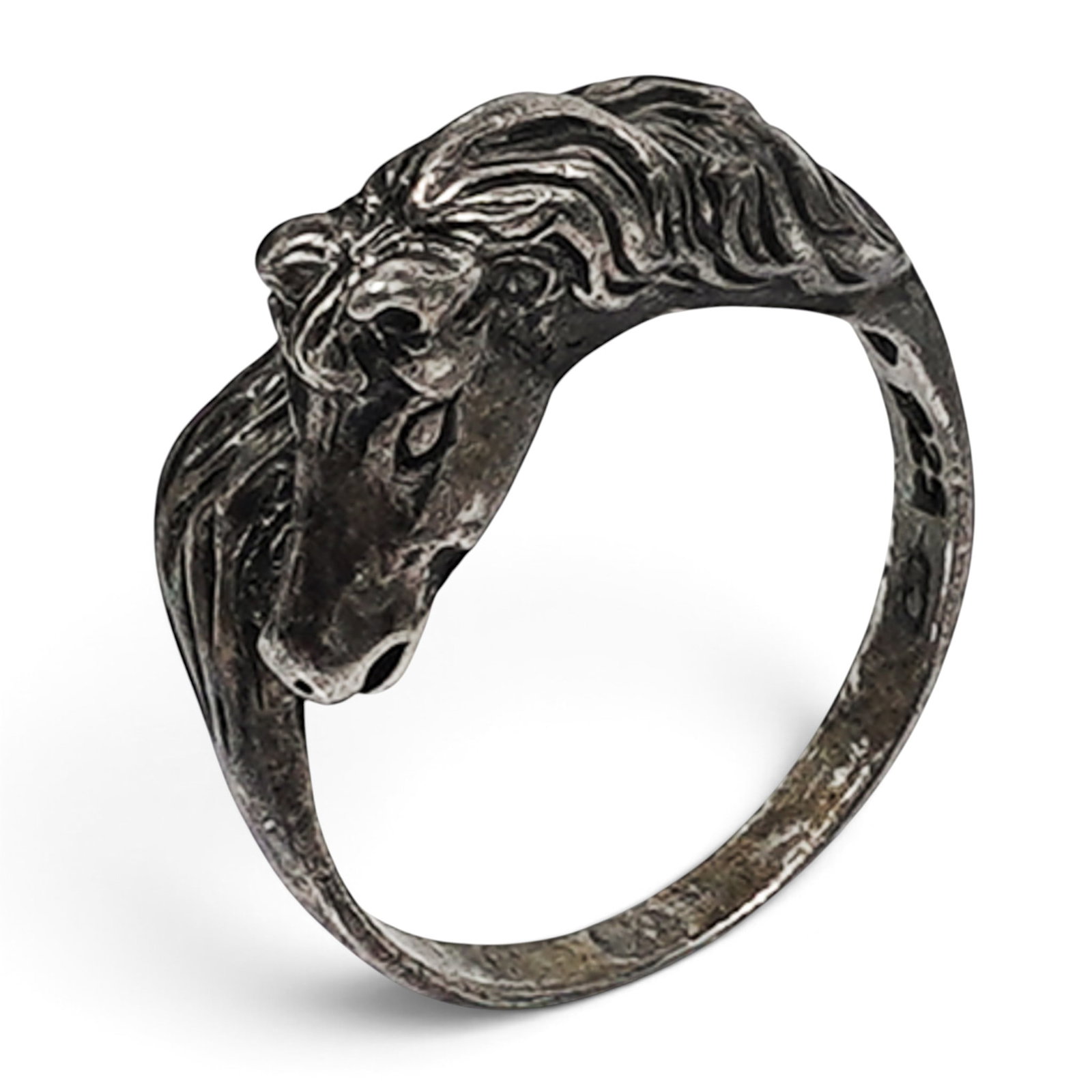 Signed Sterling Silver Horse Head Ring - 8