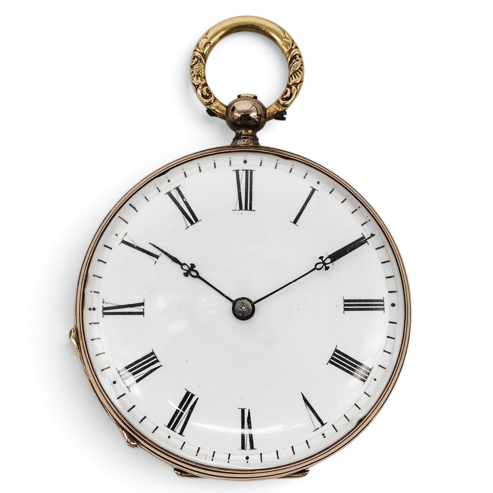 Antique Victorian 14K Gold Enamel & Rosecut Diamond Pocket Watch: Antique Victorian 14K Gold Enamel & Rosecut Diamond Pocket Watch Mid-19th Century, Switzerland Artist/Designer/Manufacturer: L. Robert, Geneva. Marking(s): Movement signed “L. Robert,