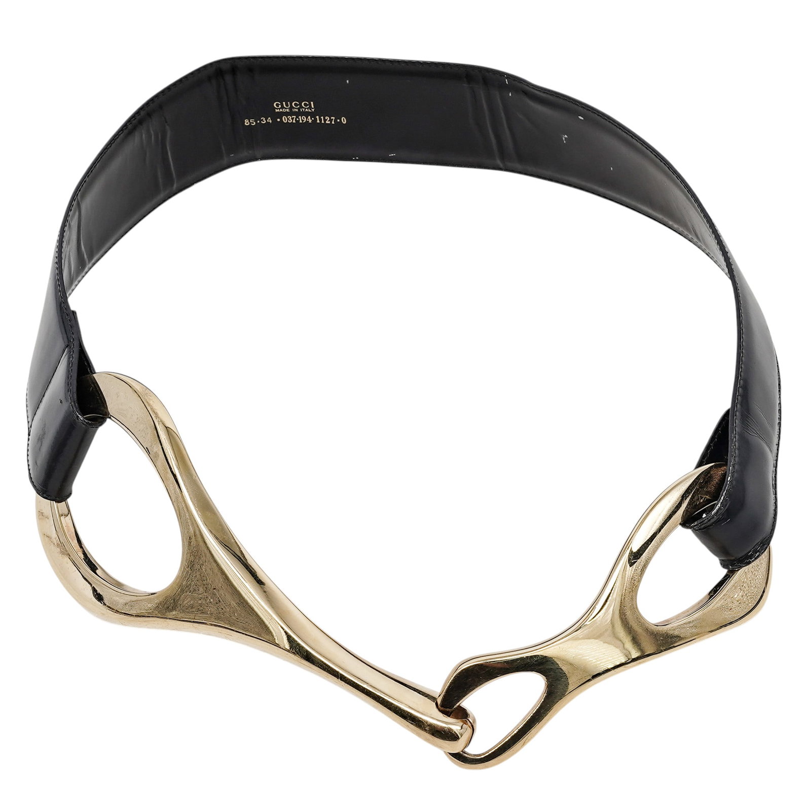 Tom Ford For Gucci Oversized Horsebit Woman's Belt: Tom Ford For Gucci Oversized Horsebit Woman's Belt 1996, Italy Artist/Designer/Manufacturer: Gucci, designed by Tom Ford. Marking(s): “Gucci Made in Italy 85 34 037 1941127 0” marked to belt. 