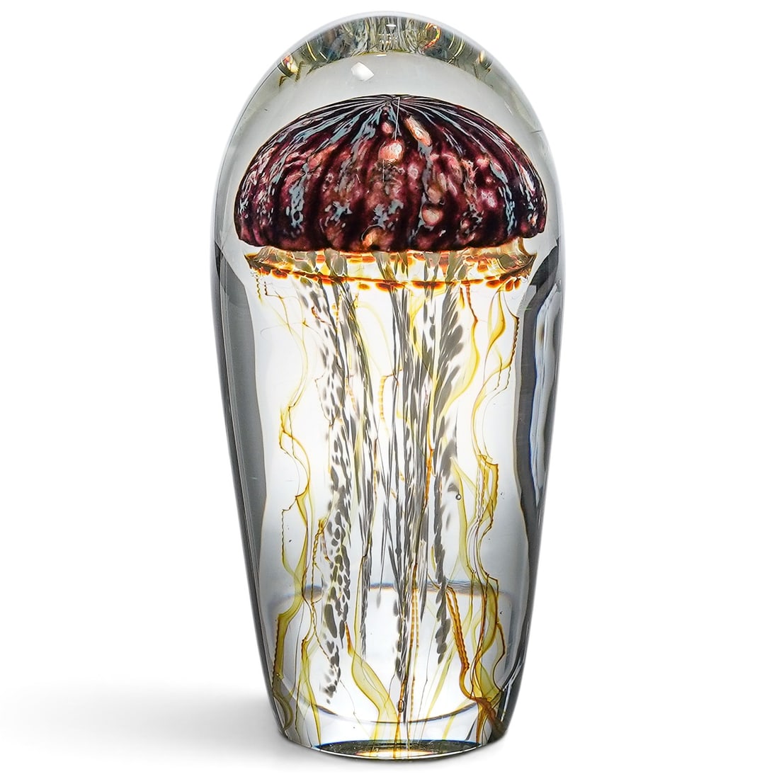 Rick Satava (American, 1950-) Jellyfish Art Glass Paperweight: Rick Satava (American, 1950-) Jellyfish Art Glass Paperweight 2004, USA Artist/Designer/Manufacturer: Unknown. Marking(s): Signed on underside “Satava 526-04.” Materials: Glass. Cataloger Note