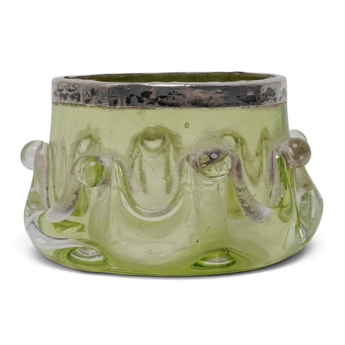 Antique English Glass & Sterling Silver Mounted Salt Cellar (1 of 5)