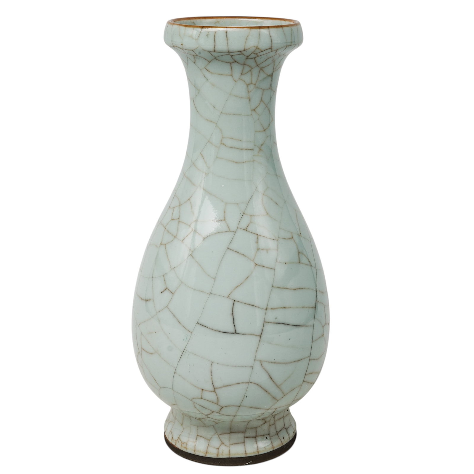 Vintage Chinese Ge-Ware Crackle Celadon Porcelain Vase: Vintage Chinese Ge-Ware Crackle Celadon Porcelain Vase Mid 20th Century, China Artist/Designer/Manufacturer: Unknown. Marking(s): None. Materials: Porcelain & glaze. Cataloger Note: Chinese Ge-ware-st