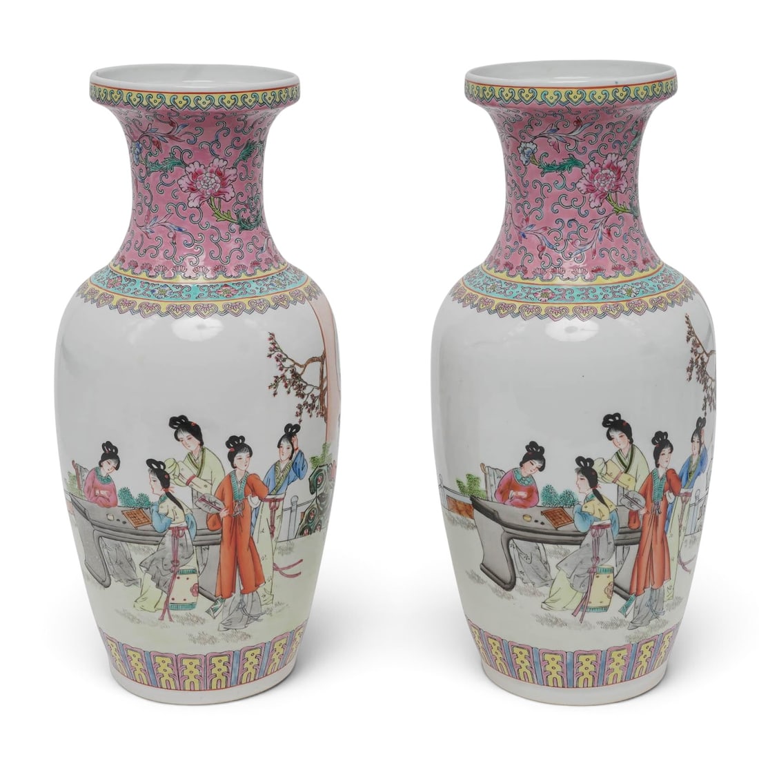 Pair of Large Chinese Famille Rose Porcelain Vases (1 of 10)