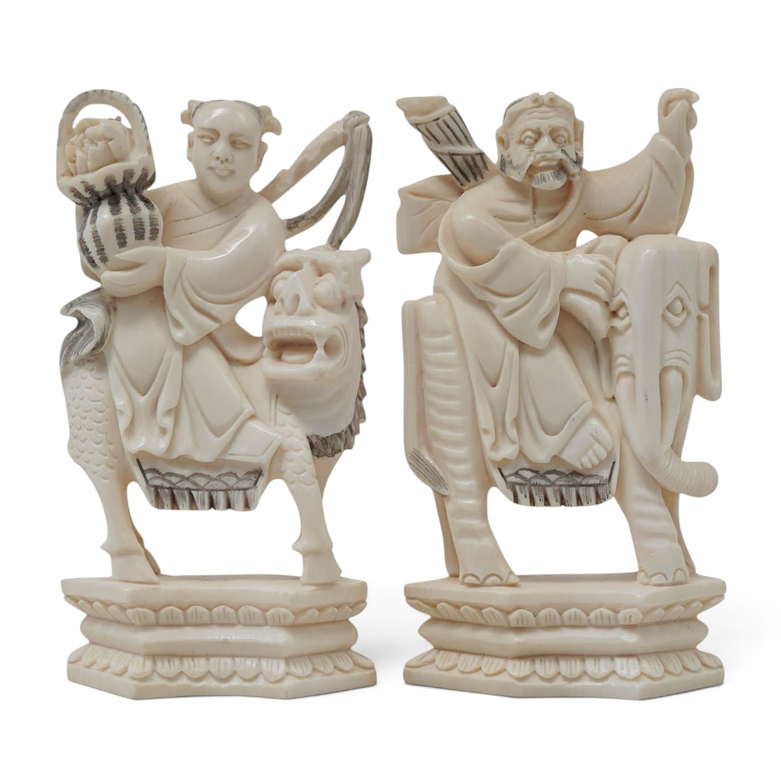 Pair Antique Chinese Carved Bone Court Officials Sculptures: Pair Antique Chinese Carved Bone Court Officials Sculptures Late 19th-Early 20th Century, China Artist/Designer/Manufacturer: Unknown. Marking(s): None. Materials: Bone. Cataloger Note: Pair of antiqu