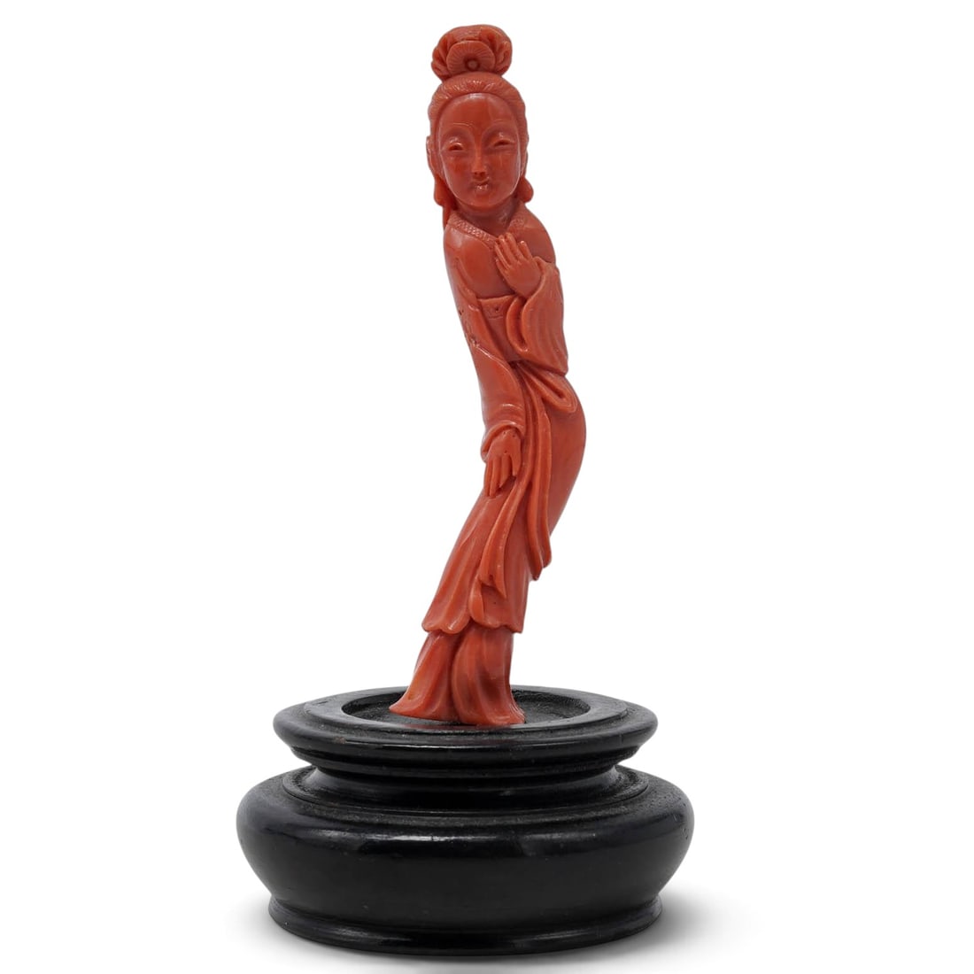 Chinese Carved Red Coral Guanyin Figure (1 of 7)
