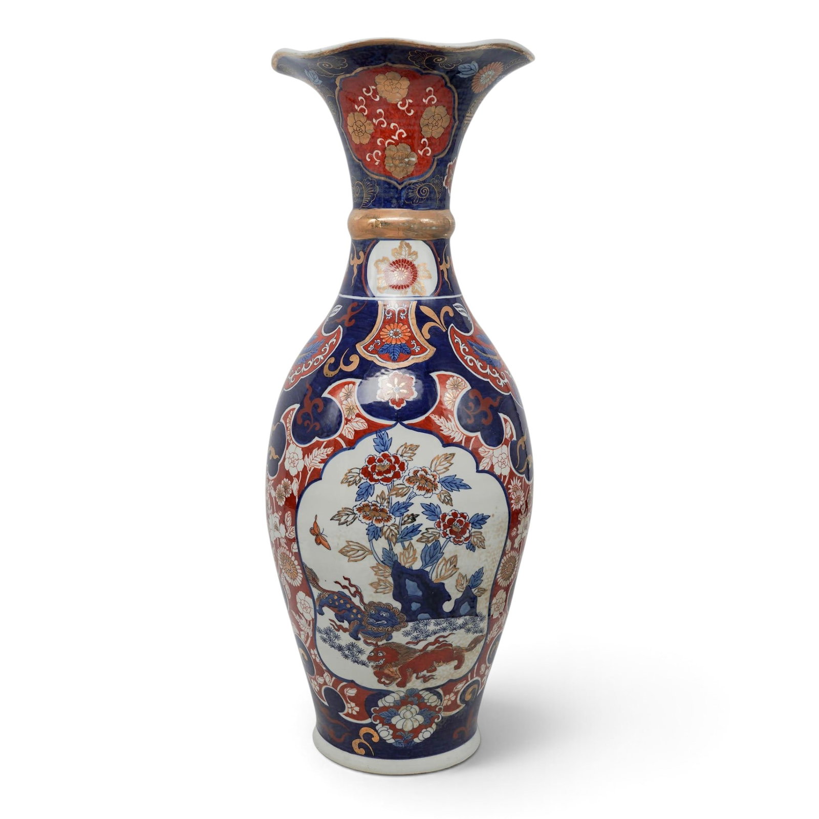 Vintage Japanese Imari Porcelain Floor Vase: Vintage Japanese Imari Porcelain Floor Vase 20th Century, Japan Artist/Designer/Manufacturer: Japanese. Marking(s): None. Materials: Porcelain & glaze. Cataloger Note: Japanese Imari porcelain floor v