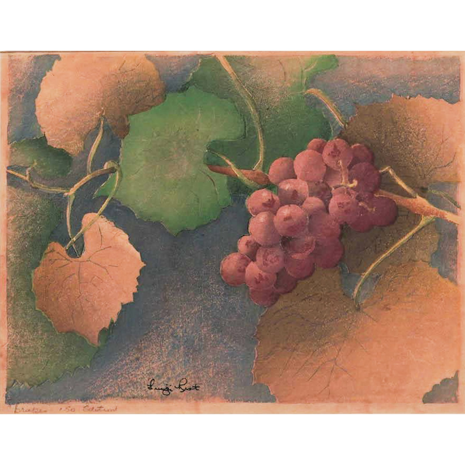 Luigi Rist (American, 1888-1959) "Grapes" Color Woodcut (1 of 5)