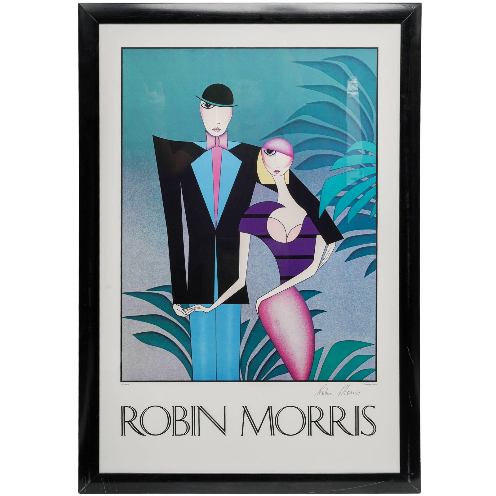 Robin Morris (American, 1953-) "The Couple" Lithograph: Robin Morris (American, 1953-) "The Couple" Lithograph 1982, USA Artist/Designer/Manufacturer: Robin Morris. Marking(s): Hand-signed in ink at lower right. Materials: Lithograph on paper. Cataloger