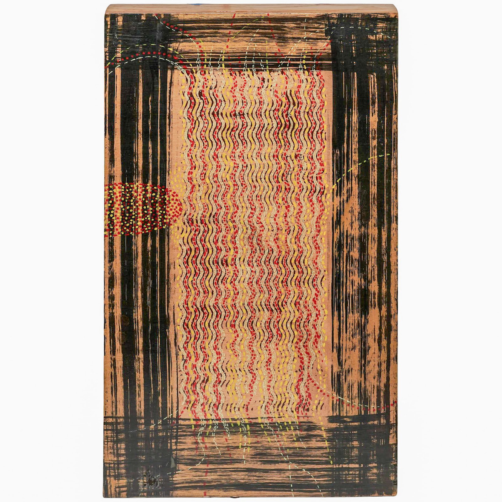 Cheryl Hadin "Meander" Oil on Wood: Cheryl Hadin "Meander" Oil on Wood 2002 Artist/Designer/Manufacturer: Cheryl Hadin. Marking(s): Signed, dated, and titled “Meander” verso. Materials: Oil on wood. Cataloger Note: Abstract
