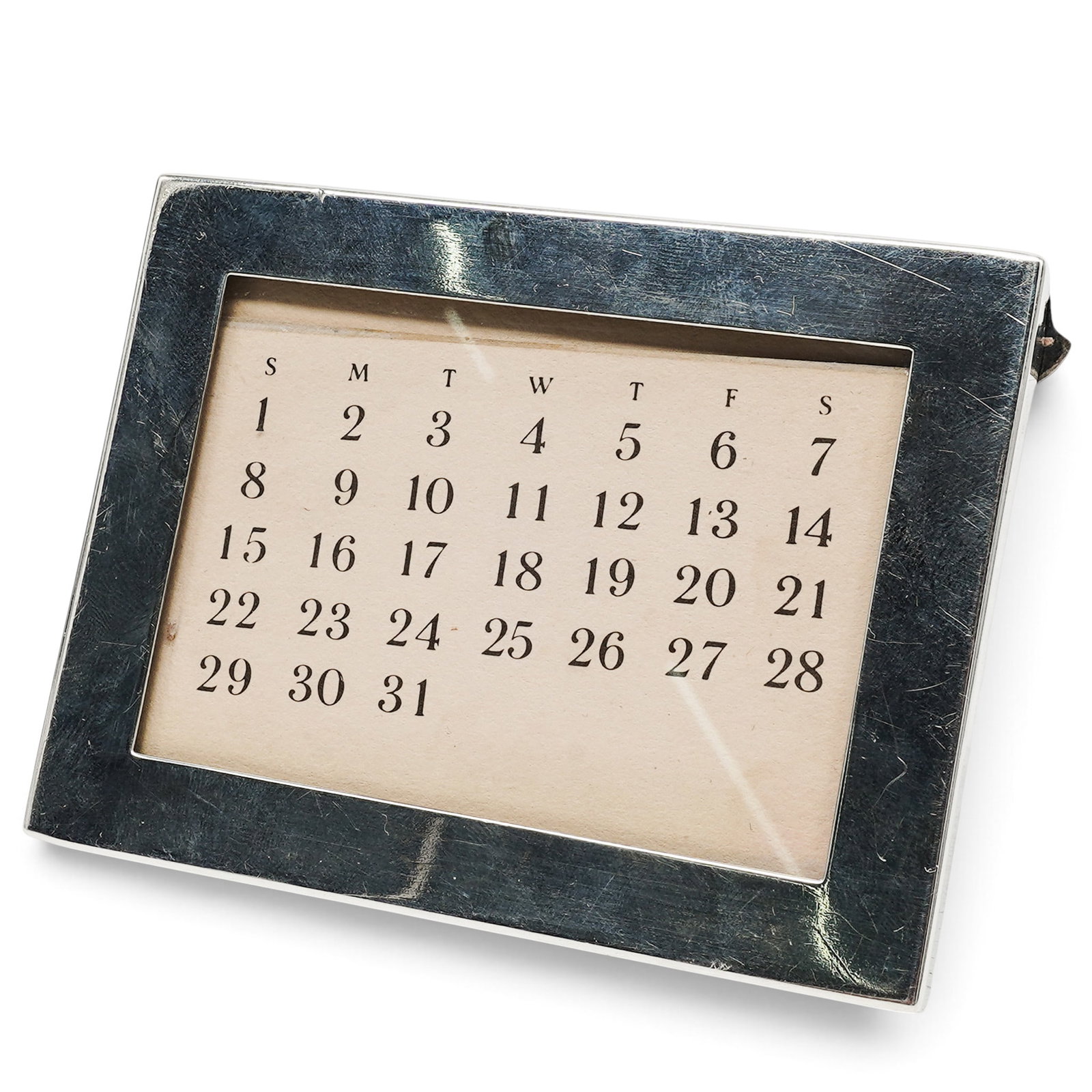 Tiffany & Co. Makers Sterling Silver Desk Calendar: Tiffany & Co. Makers Sterling Silver Desk Calendar Early to Mid 20th Century, USA Artist/Designer/Manufacturer: Tiffany & Co. Marking(s): Stamped “Tiffany & Co. Makers Sterling.” Materials: St