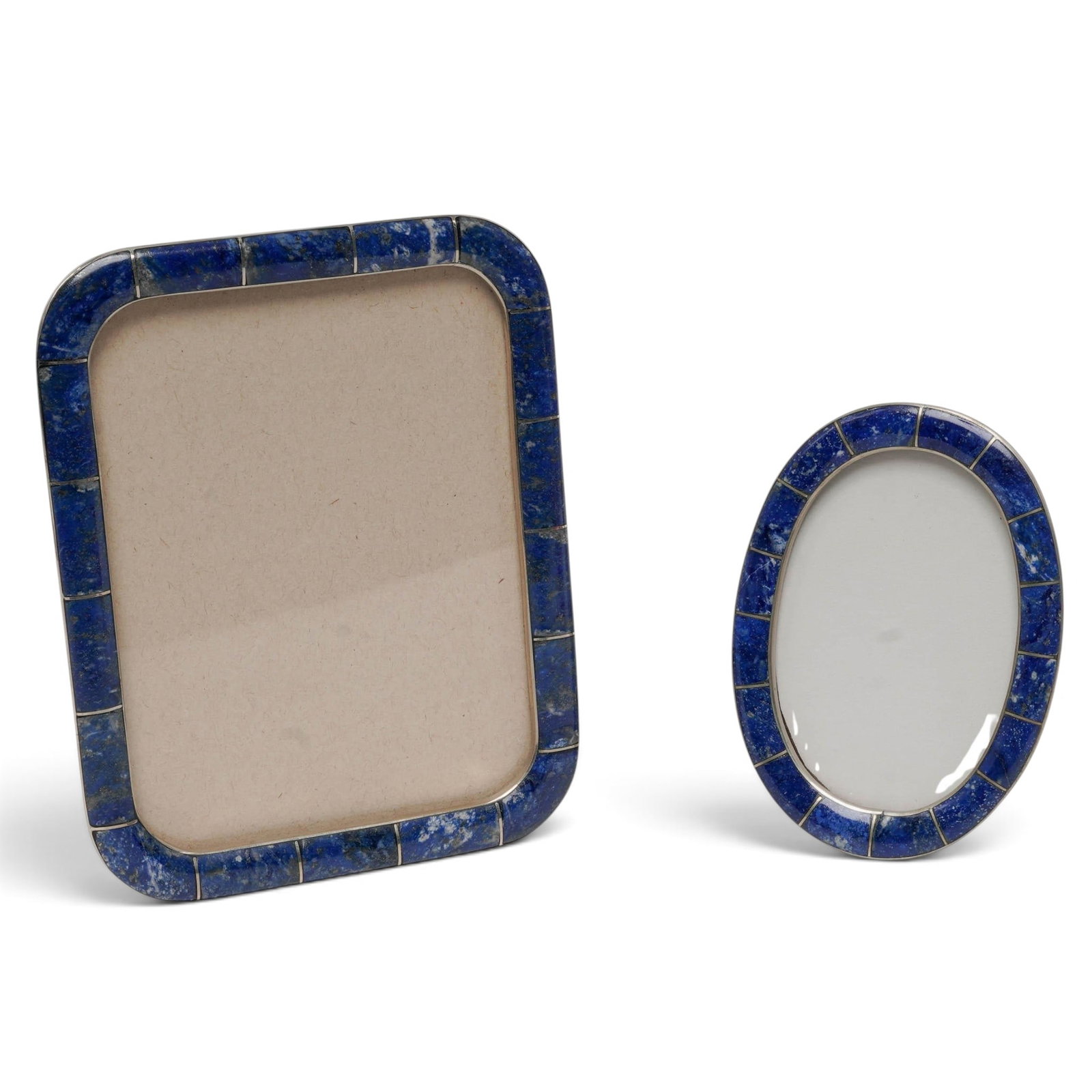 (2 pcs) Lapis Lazuli & Silver Plated Picture Frames (1 of 8)