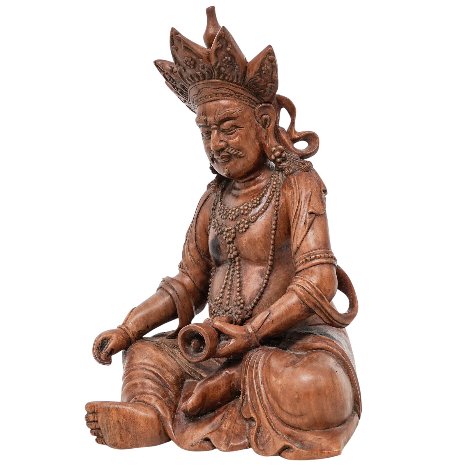 Antique Tibetan Carved Wood Jambhala Buddha Statue: Antique Tibetan Carved Wood Jambhala Buddha Statue Early to Mid 20th Century, South Asian Artist/Designer/Manufacturer: Unknown. Marking(s): None. Materials: Wood. Cataloger Note: Carved wooden