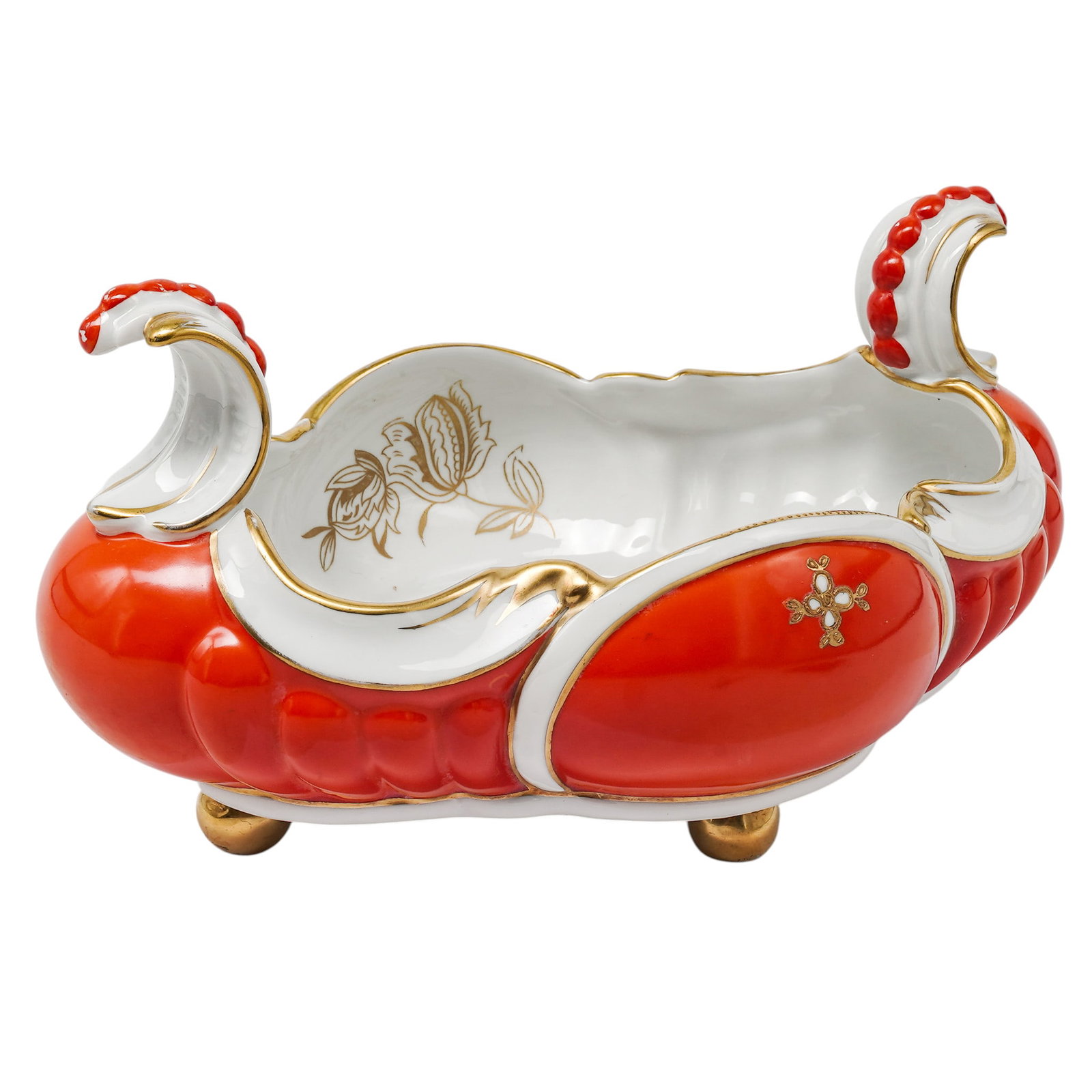 Vintage Schaubach-kunst Porcelain Gondola Bowl: Vintage Schaubach-kunst Porcelain Gondola Bowl Mid 20th Century, Germany Artist/Designer/Manufacturer: Schaubachkunst. Marking(s): “Schaubachkunst” and “12” to base. Materials: