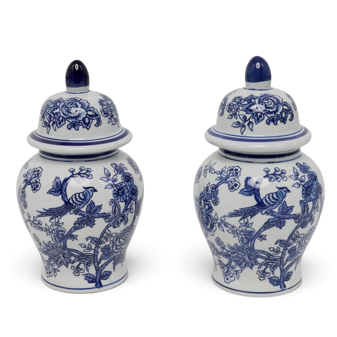 Pair of Blue & White Porcelain Chinoiserie Jars (1 of 7)