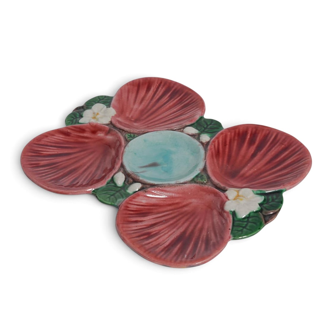 Attributed Joseph Holdcroft Majolica Oyster Plate (1 of 3)