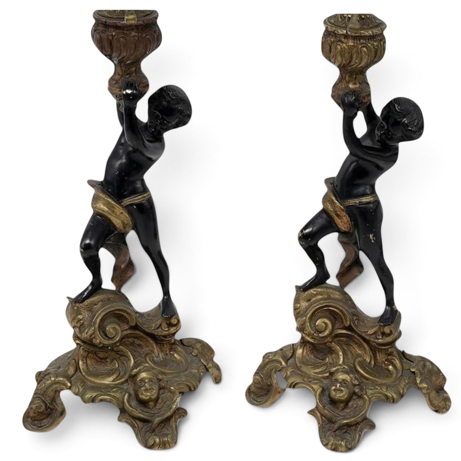 Pair of Antique French Ormolu Cherub Table Lamps (1 of 8)