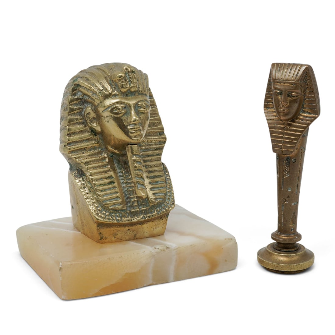 (2pc) Vintage Brass Tutankhamun Sculpture & Pharaoh Wax Seal (1 of 8)