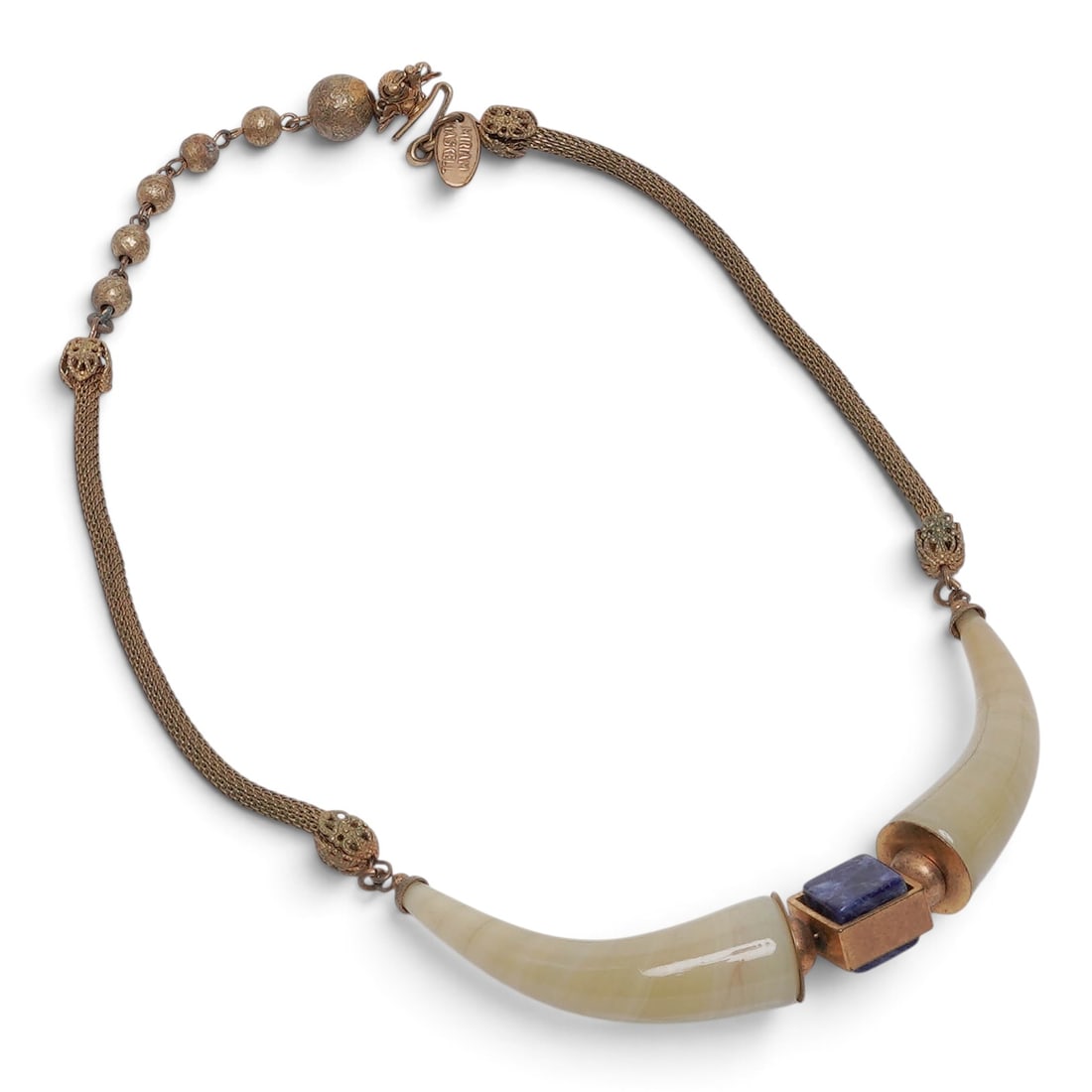 Vintage Miriam Haskell Bone & Lapis Lazuli Necklace (1 of 6)