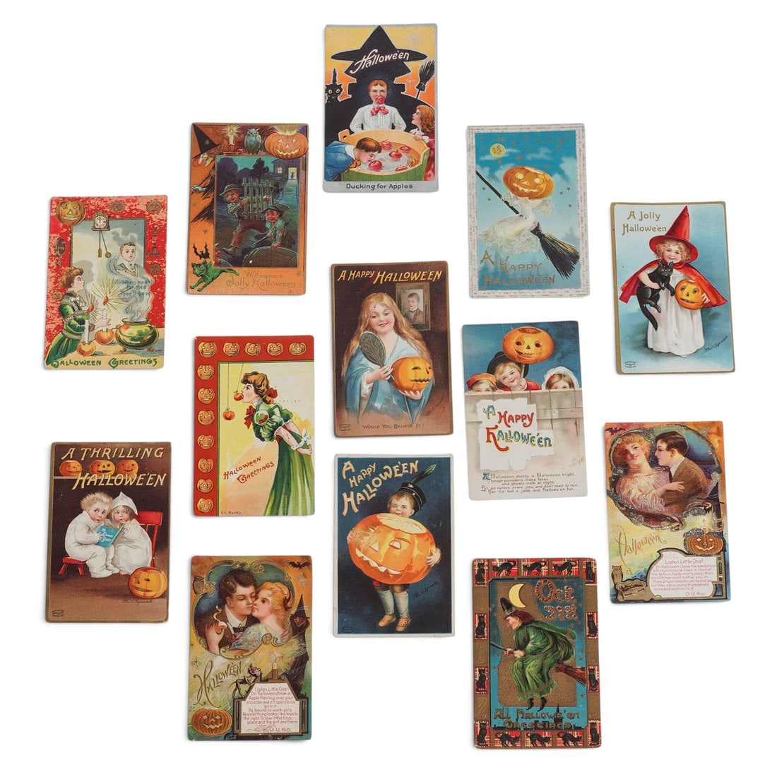 (13 pc) Antiques Halloween Chromolithograph Postcards (1 of 4)